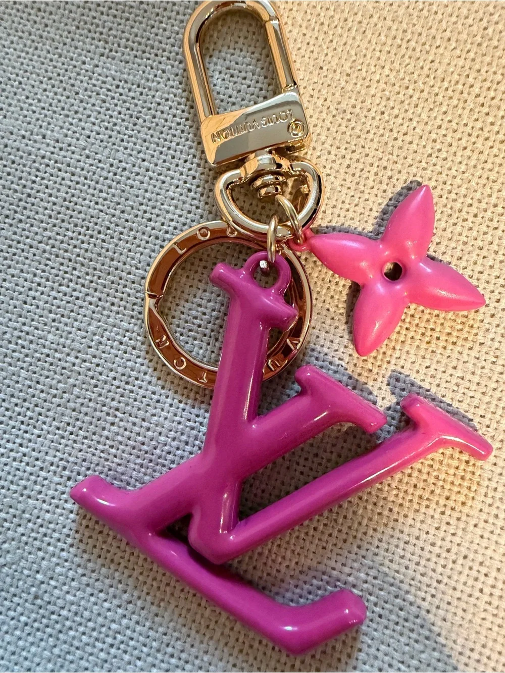Keychain Unbranded Pink Logo Charm Keybag with Gold Hardware